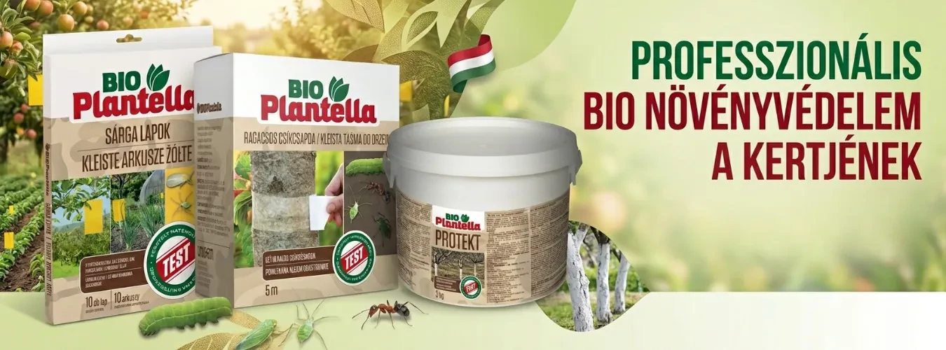 Sárga lapok, kétoldalú ragasztós rovarfogók, kenhető oltott mész Bio Plantella termékcsalád