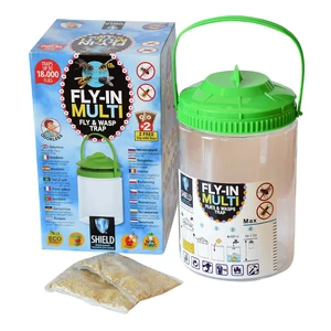 Hatékony légycsapda csalétekkel, zöld fedeles légyfogó vödör a házi legyek elleni védekezéshez
