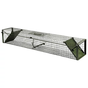 Nyestcsapda, állatcsapda 100x17x17cm, két bejárattal, horganyzott acélból, zöld porbevonattal. Olba gyártmány.
