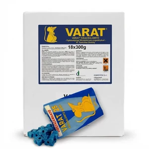 Varat 25 parafinos rágcsálóirtó blokk karton 18 dobozzal, felülnézetből