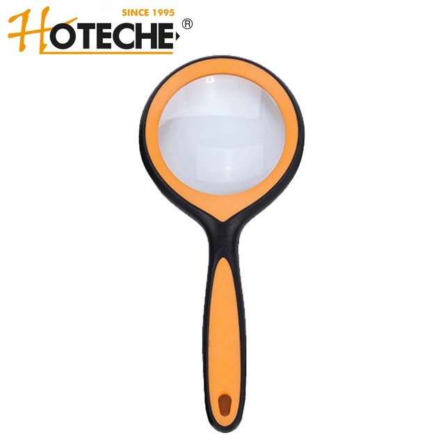 Nagyító 75mm, gumis nyéllel, üveg, Hoteche 