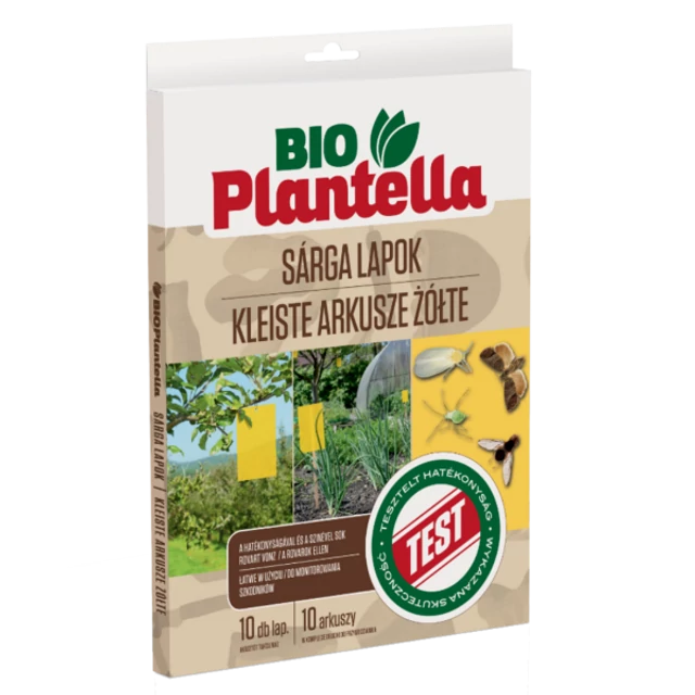 Bio Plantella sárga ragadós lapok 10 darabos csomagolása, rovarfogó sárga lapok kártevők ellen.