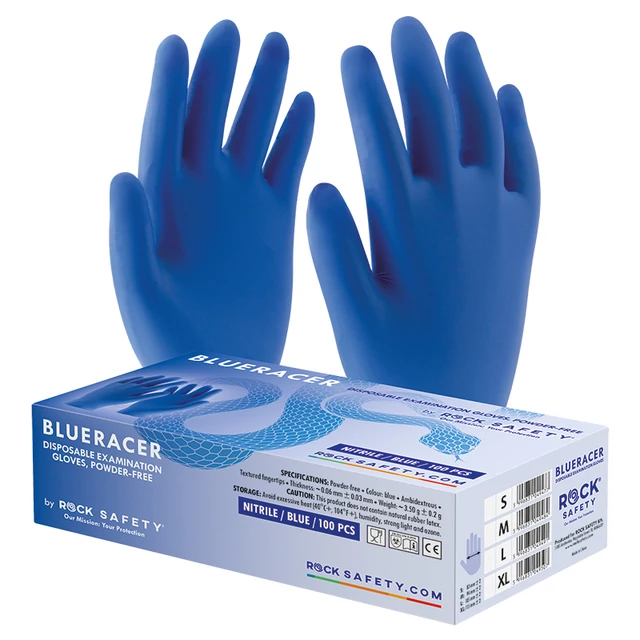Egyszer használatos nitril vizsgálókesztyű Blueracer 100 db/csomag