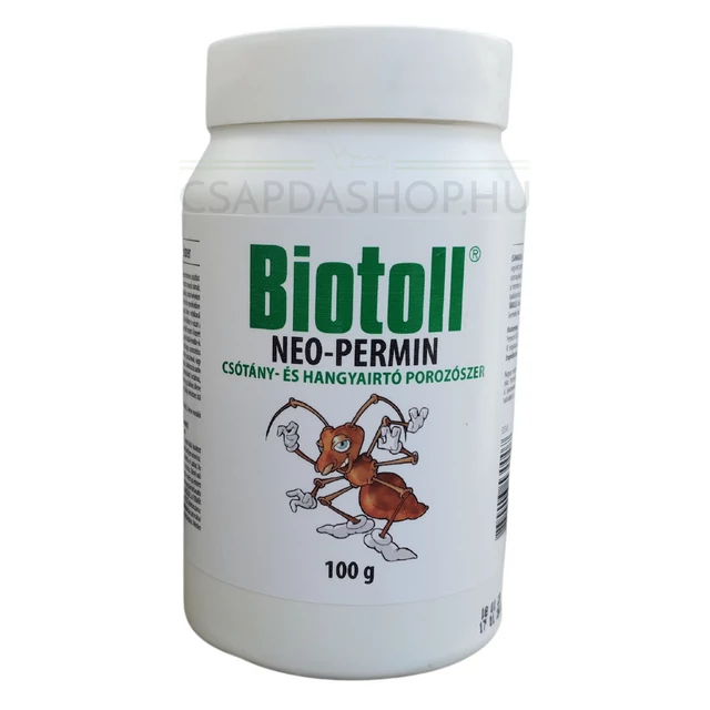 Biotoll Neo-Permin hangyairtó porozószer 100 g-os kiszerelésben beltéri használatra
