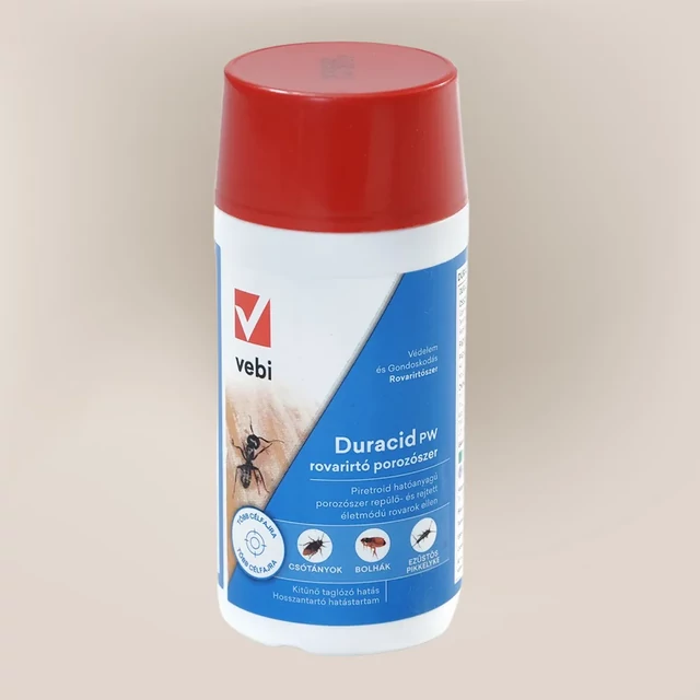 DURACID PW rovarirtó porozószer 500 g praktikus szórófejes kiszerelésben csótányok, hangyák és darazsak ellen
