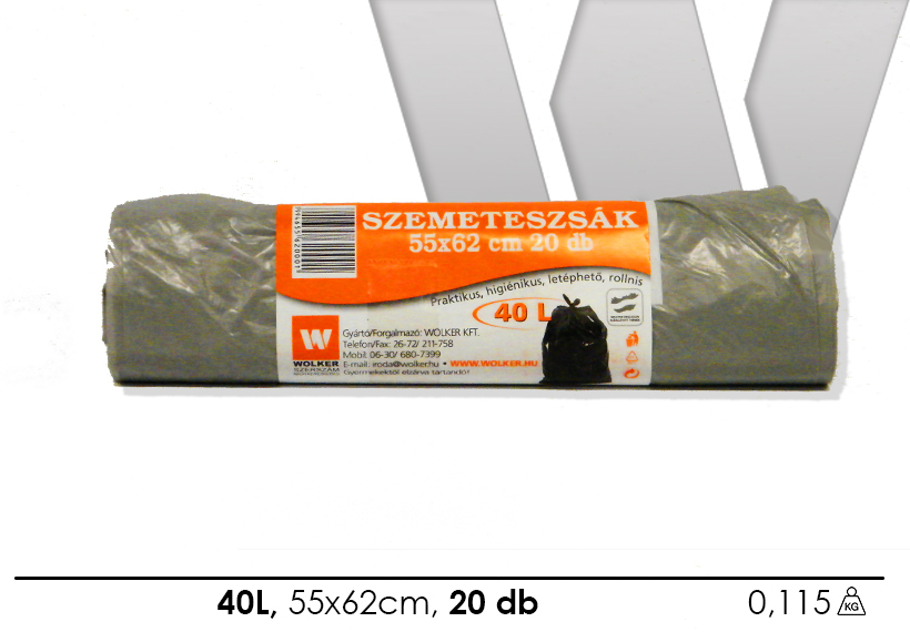 Szemeteszsák 40l 55x62cm 20db-os